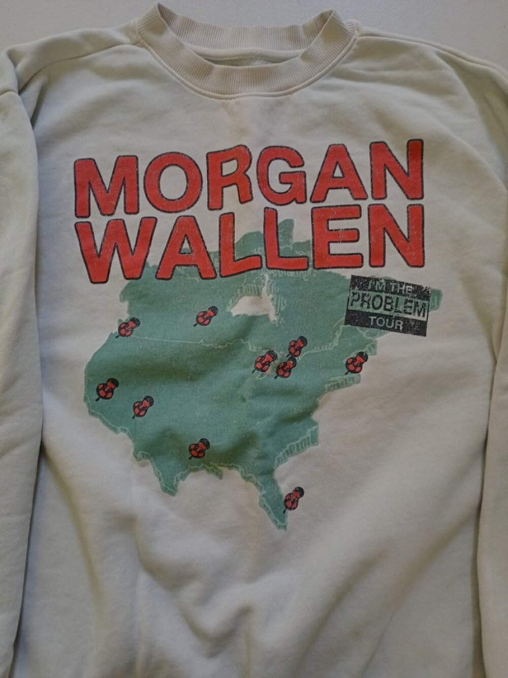 Morgan Wallen Mens White Official I'm The Problem Tour 2025 Sweatshirt Size M